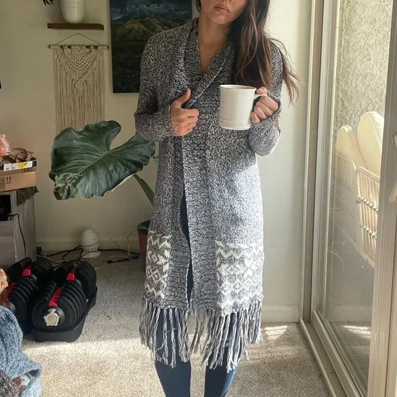 Free people Yellowstone tribal oversize intarsia chunky thick cardigan southwest - Picture 5 of 8